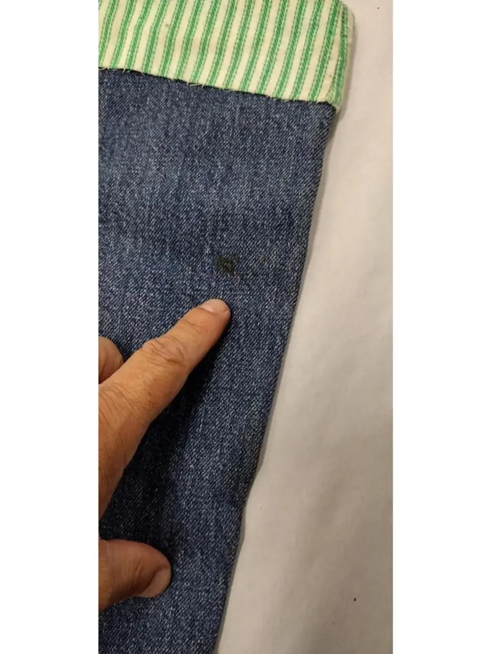 70s Christmas Denim Stocking LARGE SIZE Hippie Holiday RECYCLED JEANS
